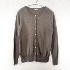 IENA コットン リネン カーディガン グレージュ　シルバー釦 長袖のサムネイル