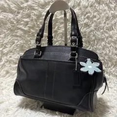 コーチ　ハンドバッグ　レザー　ミニボストンバッグ　ブラック　黒　7465
