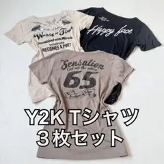 3枚まとめ売り y2k 00s Vネック Tシャツ 平成ギャル グランジ 美品