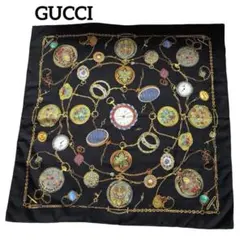 GUCCI シルク スカーフ ロゼット柄 大判　ブラック　☺︎ GUCCI シルク スカーフ ロゼット柄 大判 ブラック ☺︎ - メルカリ