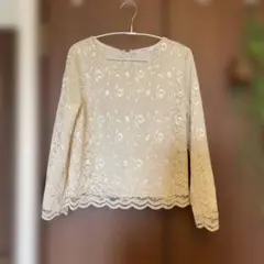 OPAQUE.CLIP レース長袖ブラウス アイボリーのサムネイル