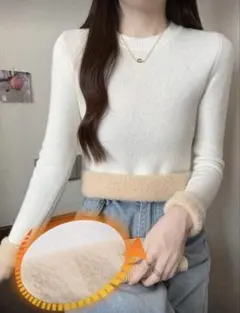 【完売人気商品】インナー 極暖 ヒートテック ニット 裏起毛 ホワイト