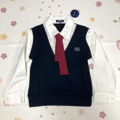 マザウェイズ フォーマル シャツ 紺 ベスト ネクタイ 付き 120 新品未使用