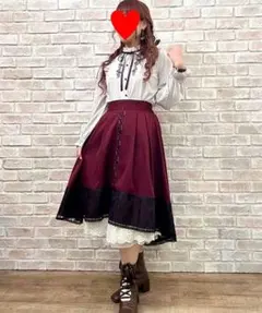 axesfemme薔薇刺繍バイカラースカート