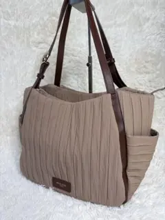 極美品✨MICHEL KLEIN プリーツトートバッグ 撥水加工 ブラウン系のサムネイル