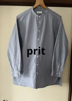 prit ストライプ バンドカラー 長袖シャツ【美品】のサムネイル