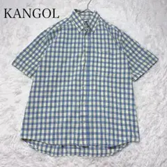 KANGOL カンゴール チェック柄 半袖シャツ L イエロー　爽やか　夏'のサムネイル
