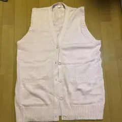 ピンク コットンニットベスト Lサイズ