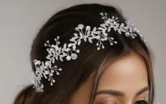 結婚式用 ティアラ ヘッドドレス、フラワーラインストーン