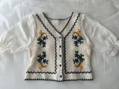 SHEIN 編みニットトップス フラワー ボレロ