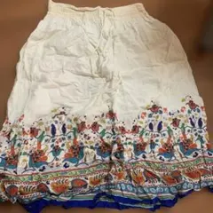 花柄フレアスカート ホワイト