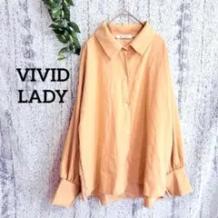 【VIVIDLADY】 レディース長袖ブラウス 綺麗め オレンジ 薄手のサムネイル