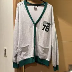 VISION STREET WEAR カーディガン Lサイズ グレー/グリーン