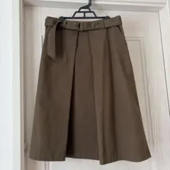 美品！ニコアンド　ベルト付き台形スカート　膝下Ｌサイズ　カーキ