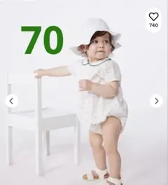 プチバトー　ショートロンパース　12m ドット　丸襟　現行品