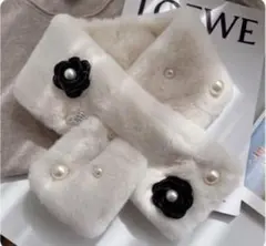 未使用品 お花モチーフ ティペット ファーティペット ファーマフラー