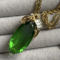 【32】⚠️難あり 昭和レトロ グリーンストーン ネックレス ヴィンテージ