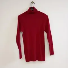超美品！ライカ製ワインレッドタートルネック 長袖セーター　L