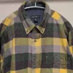 【美品】Eddie Bauer 長袖ネルシャツ チェック　メンズＳ 綿100%