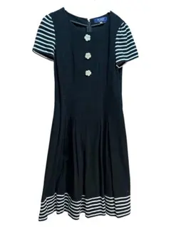美品✨ エムズグレイシー ワンピース ドット 水玉 リボン 黒 襟付き M 