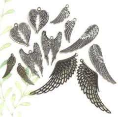 ☆メタルチャーム 羽根 12個セット☆ハンドメイド素材 パーツ