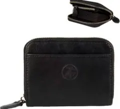 新品未使用☆本革 ミニ財布 レザー ブラック 小銭入れ カードケース 男女兼用