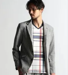 ニコールクラブフォーメンジャケット　グレー系シアサッカージャケット