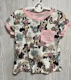 ミニーマウス 花柄 Tシャツ キッズ用