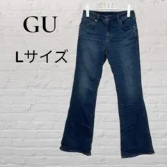 GU ブーツカットデニム L インディゴ レディース フレア 美脚