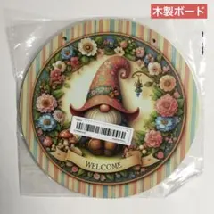 ウェルカム木製ボード 450 花とノーム