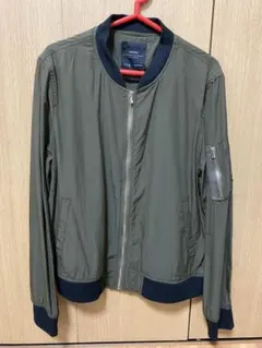 ZARA BASIC モスグリーンカラー ジップアップ ジャンパー