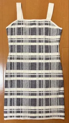 チェック柄キャミソールミニワンピースニットan1705 ニットワンピ　GRL