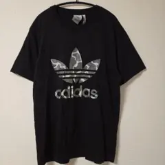 アディダス 半袖Tシャツ クルーネック 半袖 迷彩 O 黒 綿 デイリー