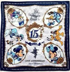 TDS 15周年　スカーフ　バンダナ　大判ハンカチ　ゴールド部分加工　美品