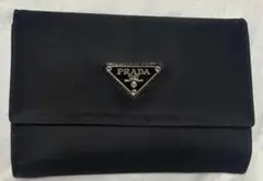 PRADA 三つ折り財布 ブラック ナイロン サフィアーノのサムネイル