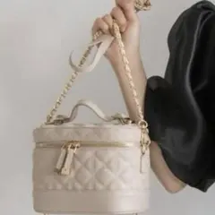 RANDA キルティング 2way バニティバッグ クリーム