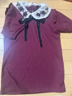 axes femme ポエティック　フリル付きバーガンディTシャツのサムネイル