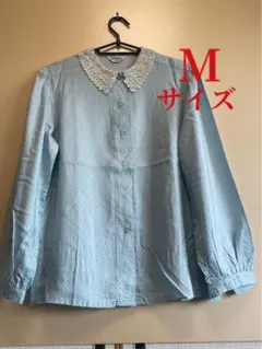 昭和レトロ　ブラウス　水玉模様　レース襟　新品未着用