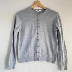 ユニクロ UVカット クルーネックカーディガン グレー M