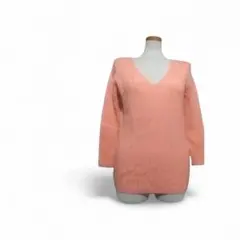 Eddie Bauer オレンジ Vネックニット 7分袖 コットン S～M