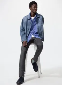 UNIQLO スリムフィットチノ 灰茶 2本セット W 91cmのサムネイル