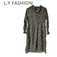 海外古着【L.Y FASHION 】花柄シャツワンピース 華やか