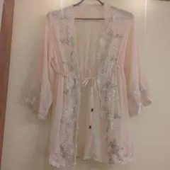 ☆レース刺繍 シアーガウン カーディガン ピンク ラグナムーンのサムネイル