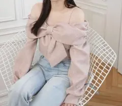 LIP SERVICE リボンオフショルロングスリーブトップス