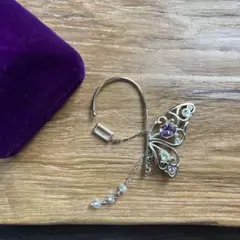 蝶デザイン イヤーカフ 紫色ストーン