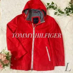【極美品】トミーヒルフィガー マウンテンパーカー L 赤 刺繍ロゴ 春アウター