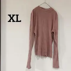 1点もの✨️【XL】ピンク リブ編み クルーネック 長袖 秋服 冬服