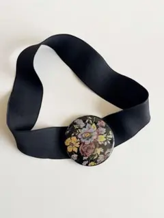 vintage 花ペイント　ベルト　黒　ビンテージ　ヴィンテージ レトロのサムネイル