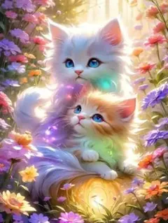 《新品・未使用》【Amyaker】ラウンド● ダイヤモンドアートキット『ねこ』❦