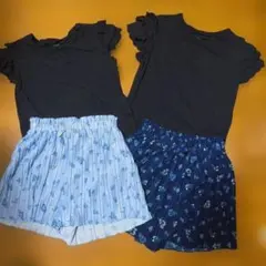 セットアップ２点セット☆フリル付きトップス花柄キュロットスカート130&140